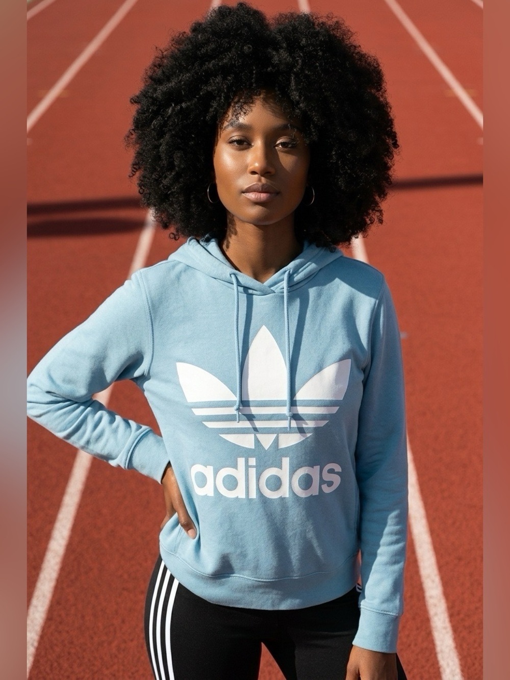 Adidas Women's Athleisure Blue Hoodie M